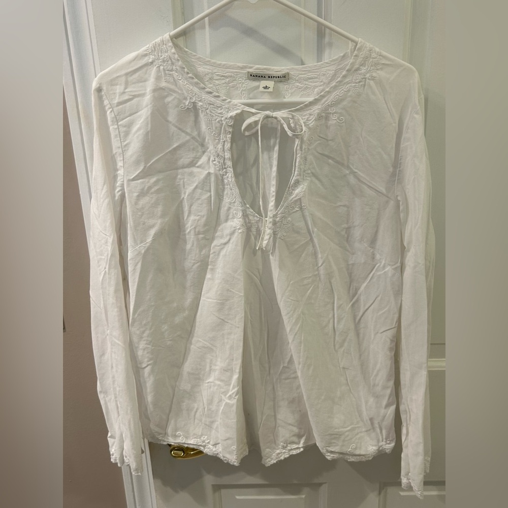 Banana Republic white boho blouse size large